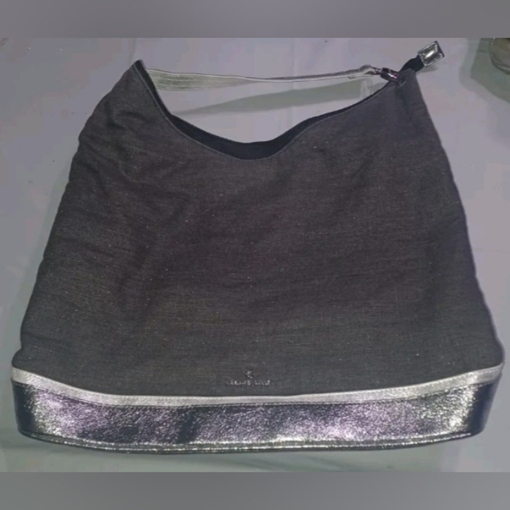 Celine Dion Softy Metallic Canvas Hobo Tote Black & Metalic Handbag Purse